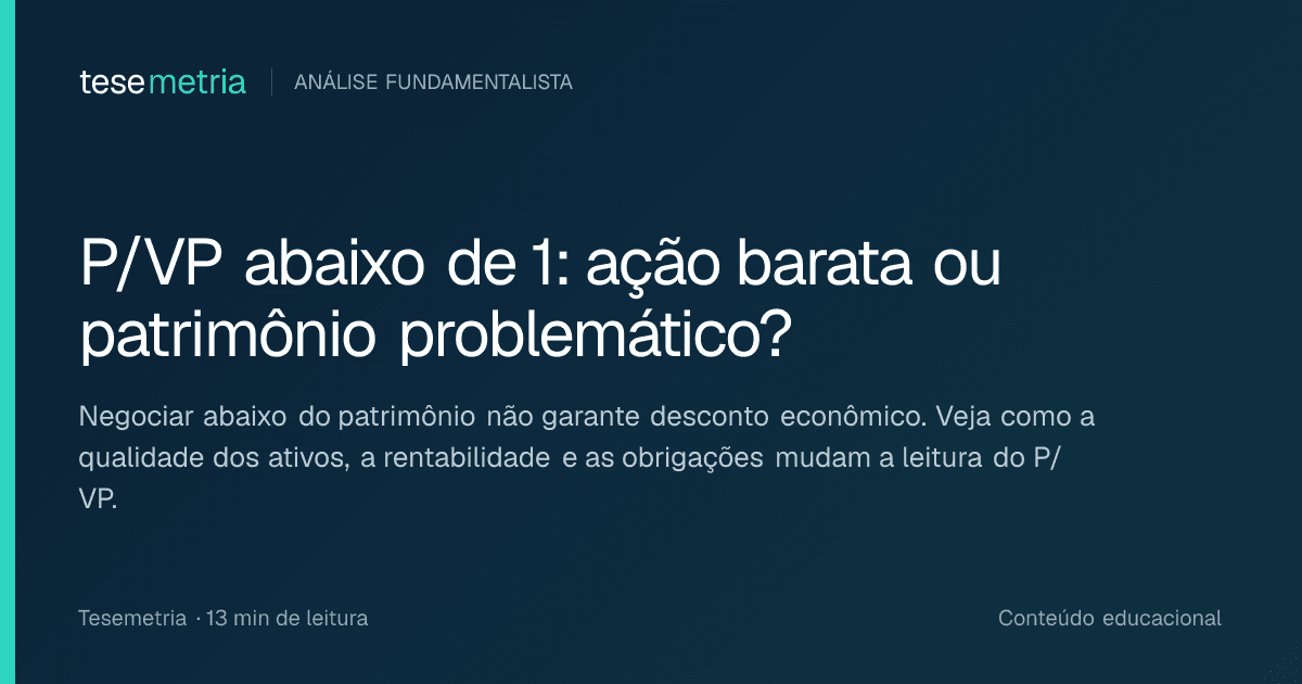 Capa do artigo P/VP abaixo de 1: ação barata ou patrimônio problemático?