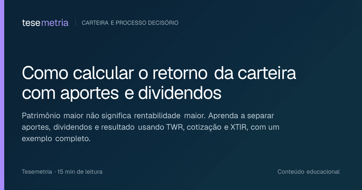 Capa do artigo Como calcular o retorno da carteira com aportes e dividendos