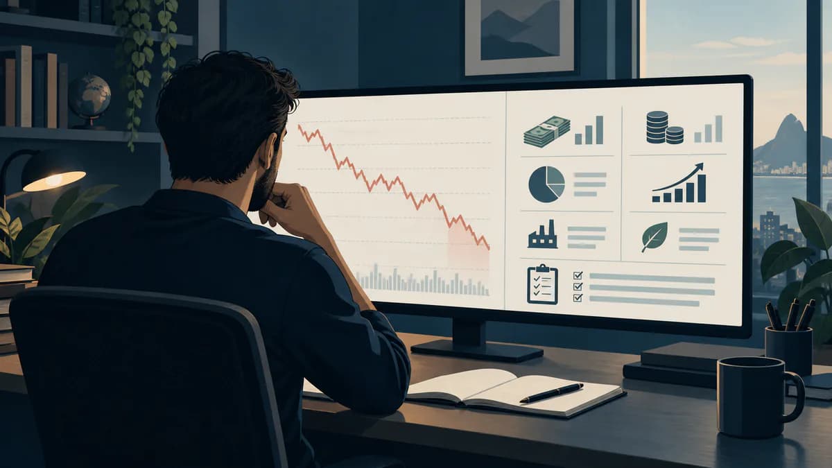 Investidor compara queda da cotação com fundamentos e valuation antes de comprar mais ações