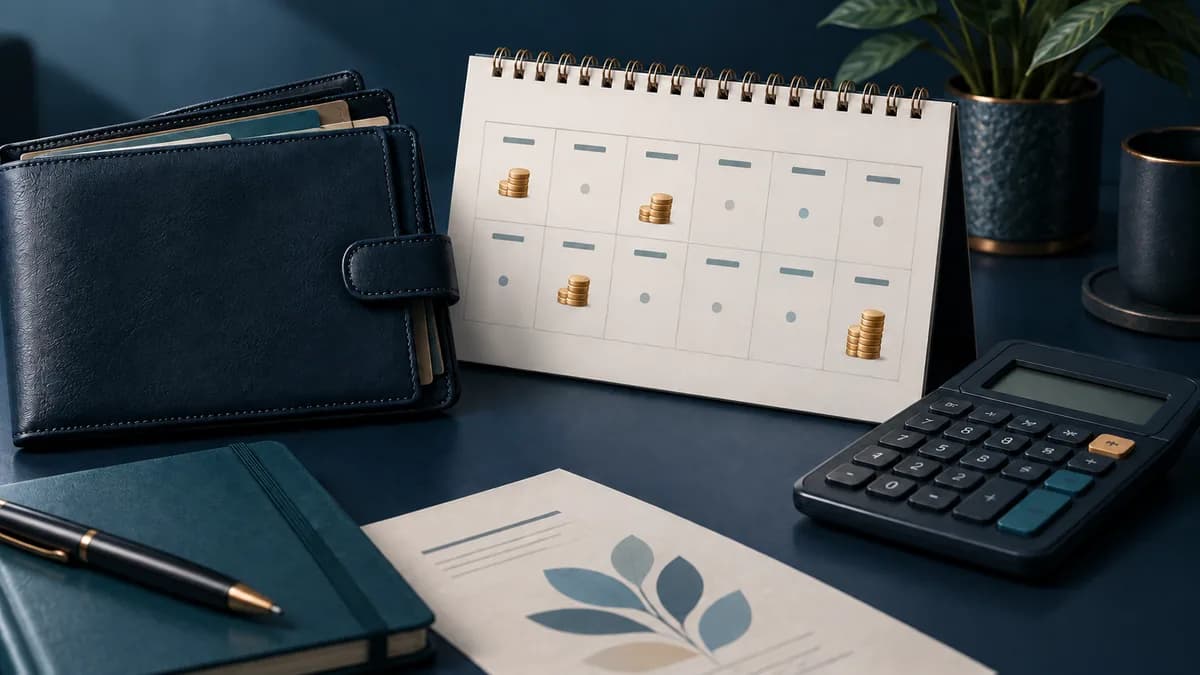 Calculadora, carteira de investimentos e calendário para planejar uma meta de R$ 1.000 mensais em dividendos.